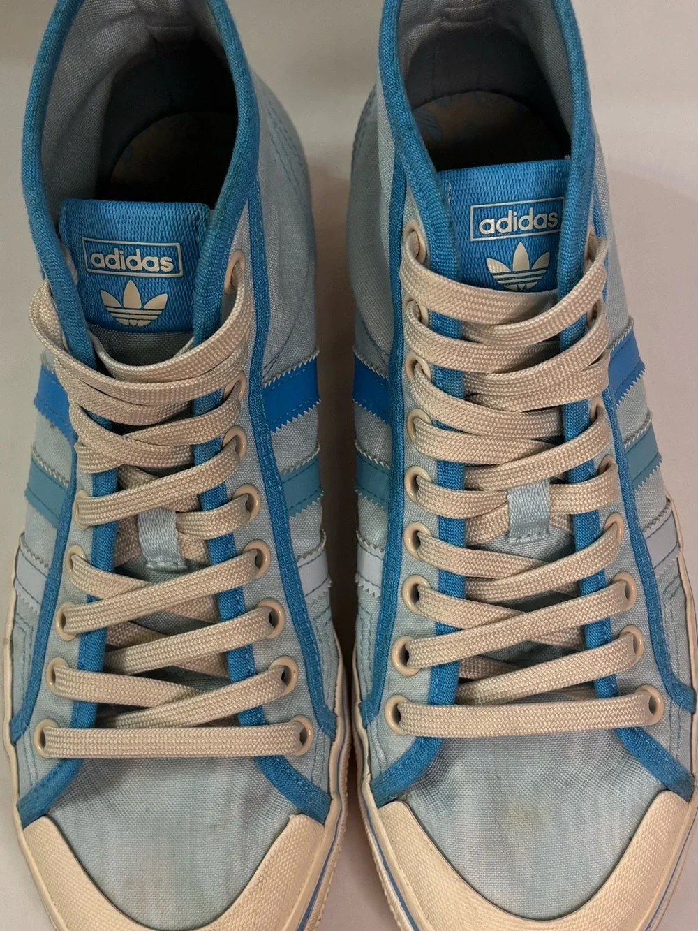 adidas Nizza Platform Women’s Sky Blue and Cream High-Top Sneakers Sz 8